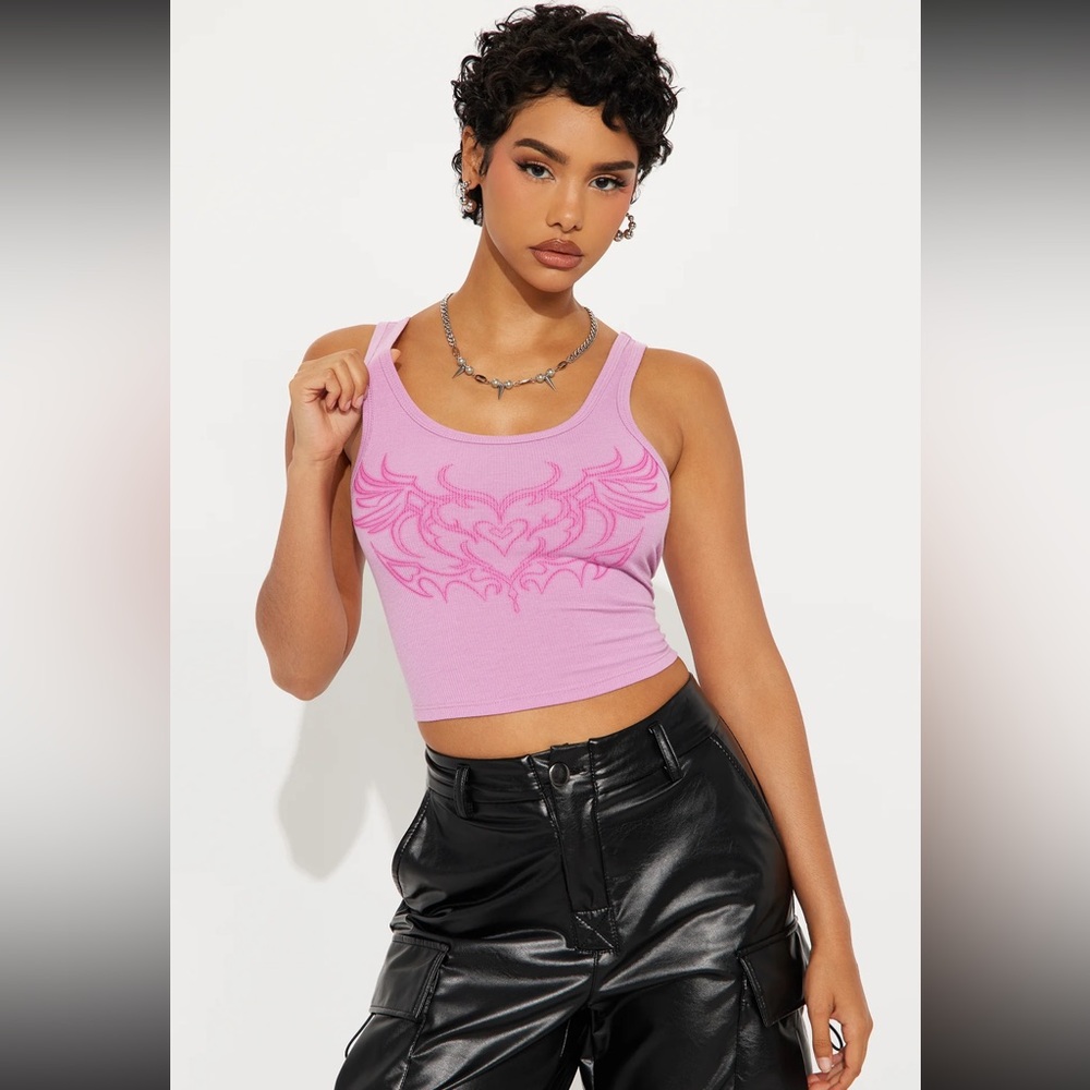 Fashion Nova Lavender Graphic Tank Top